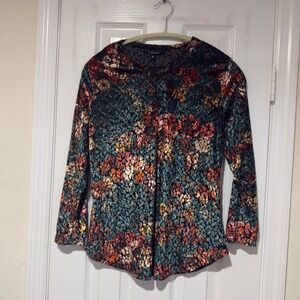 CALESSA Velvet‎ Burnout Top Emerald Multi – Women's Medium (NWT)